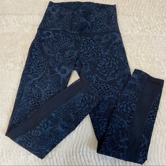lululemon athletica Pants - LULULEMON Train Times High Rise 7/8 Pant Nouveau Mach Blue Black - Size: 4